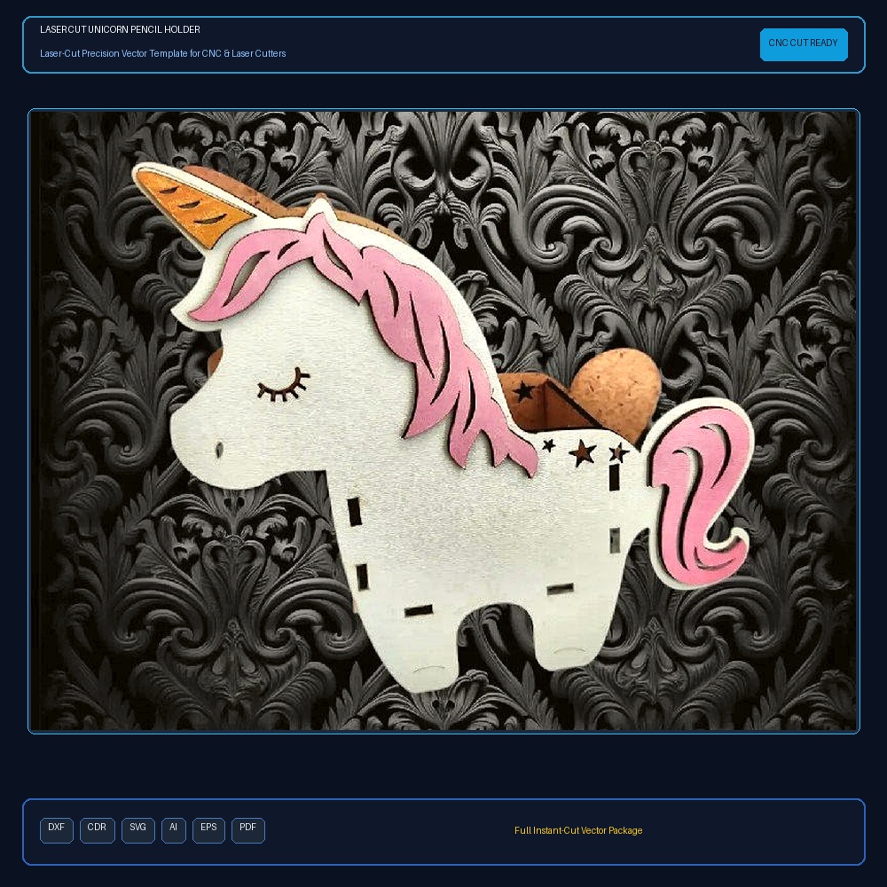 Laser Cut Unicorn Pencil Holder
