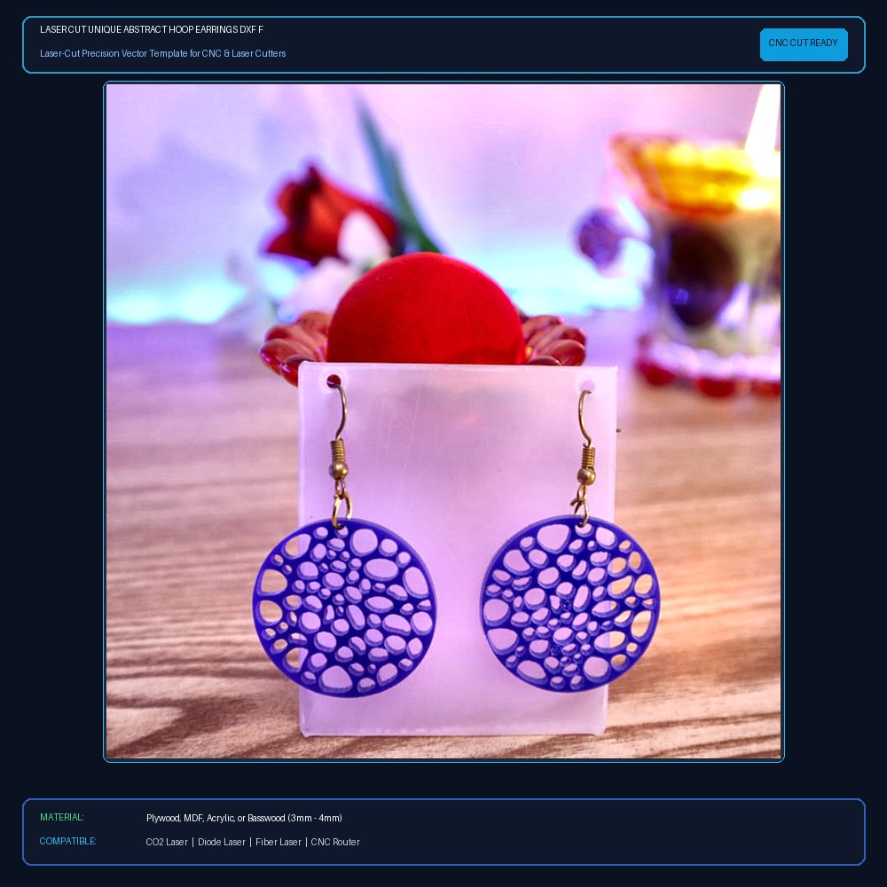 Laser Cut Unique Abstract Hoop Earrings DXF File Free Download View 2