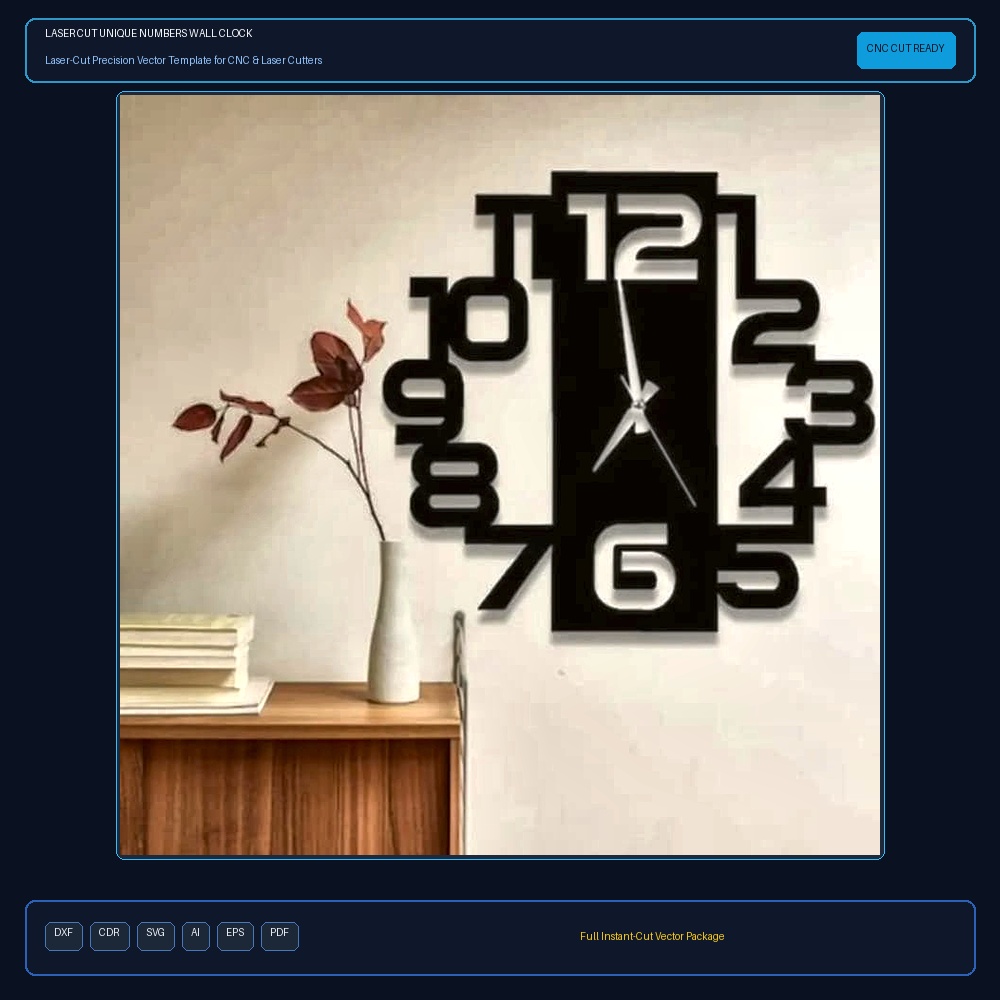 Laser Cut Unique Numbers Wall Clock