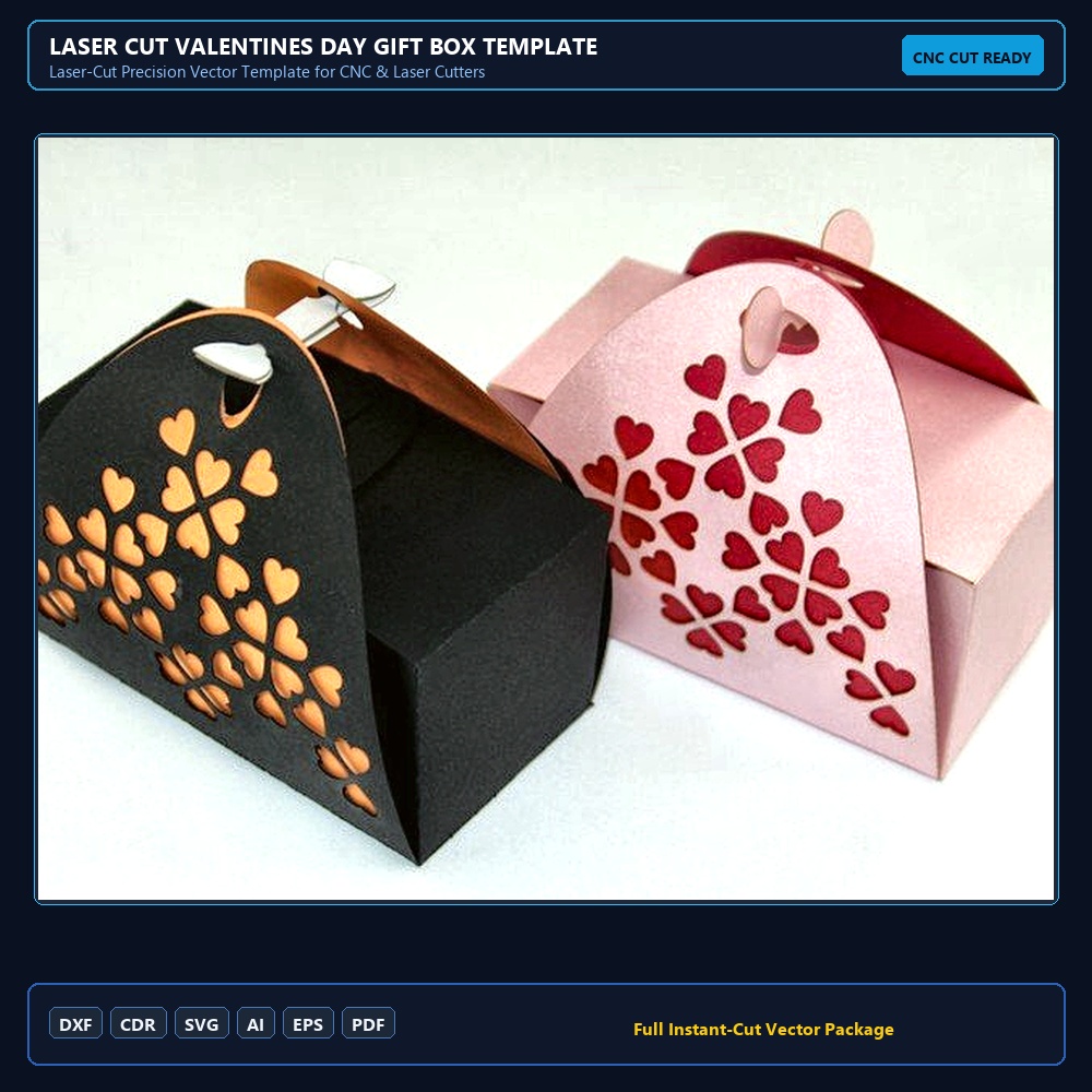 Laser Cut Valentines Day Gift Box Template