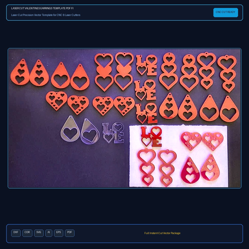 Laser Cut Valentines Earrings Template PDF File Free Download