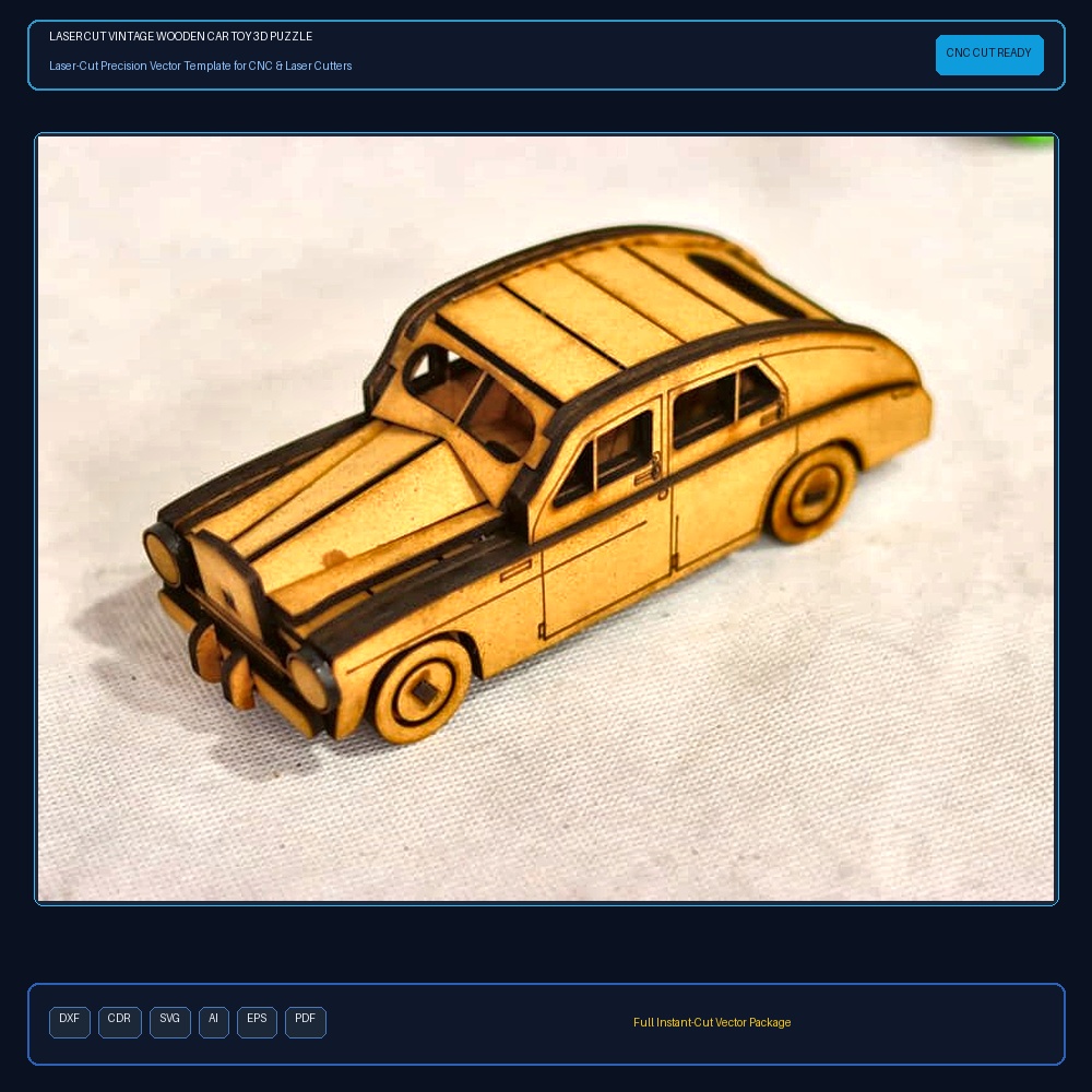 Laser Cut Vintage Wooden Car Toy 3D Puzzle