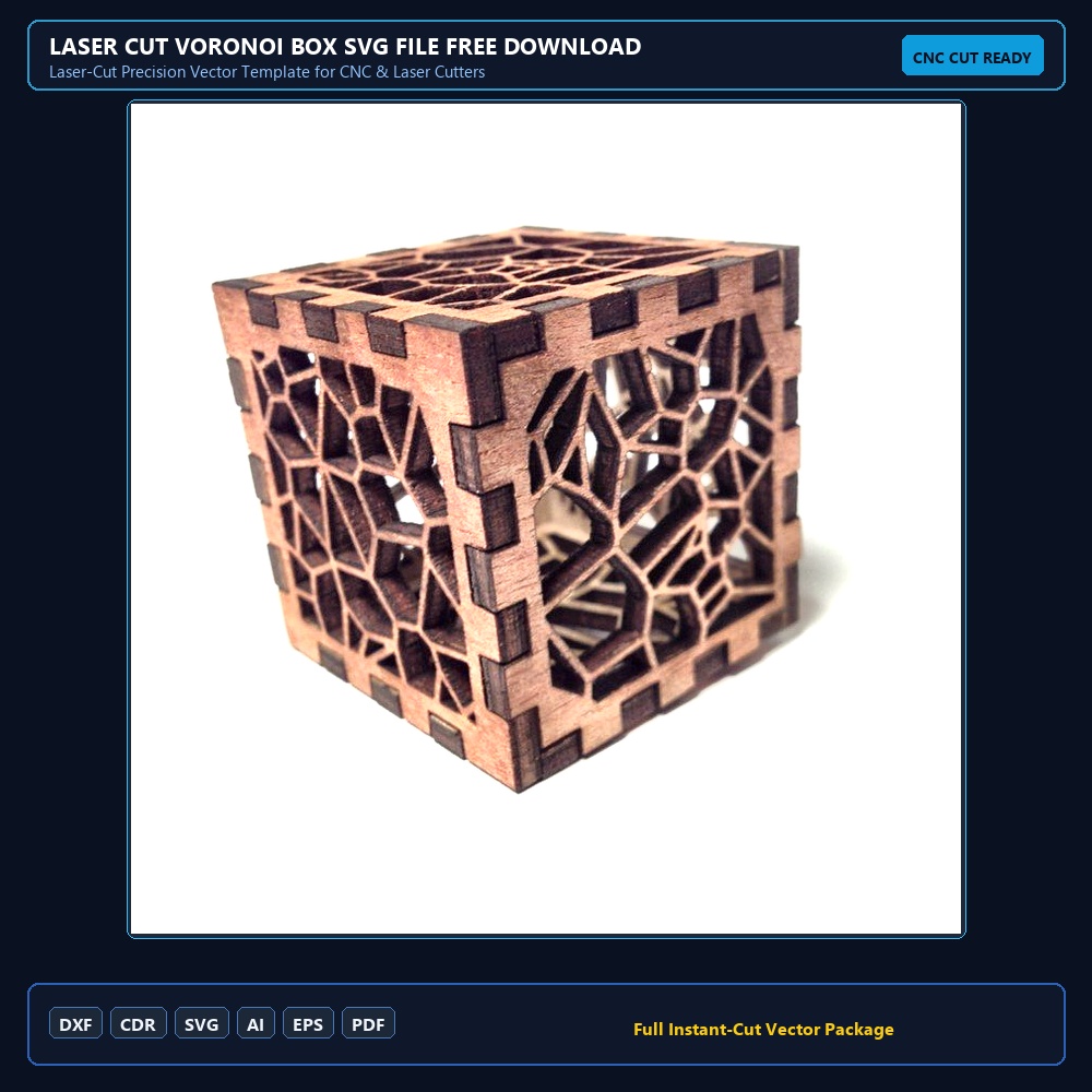 Laser Cut Voronoi Box SVG File Free Download