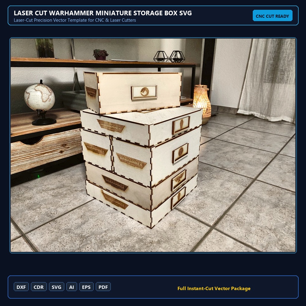 Laser Cut Warhammer Miniature Storage Box SVG File Free Download