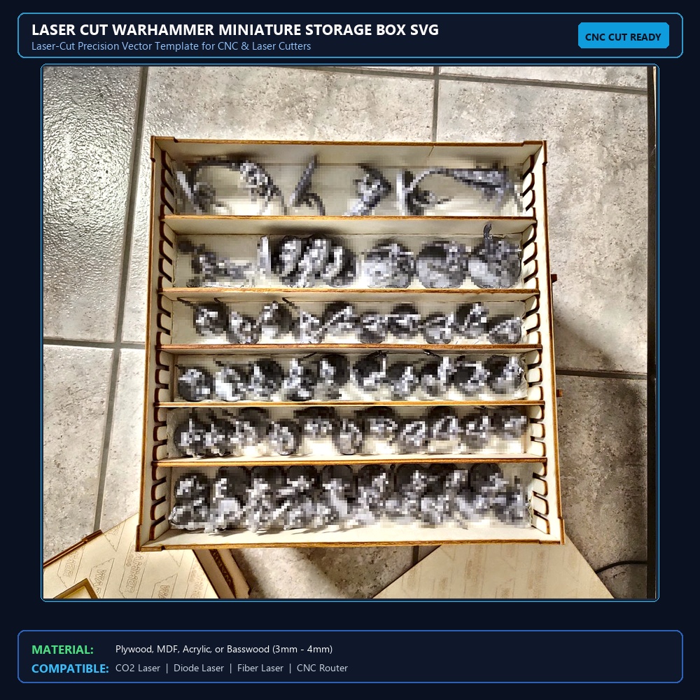 Laser Cut Warhammer Miniature Storage Box SVG File Free Download View 2
