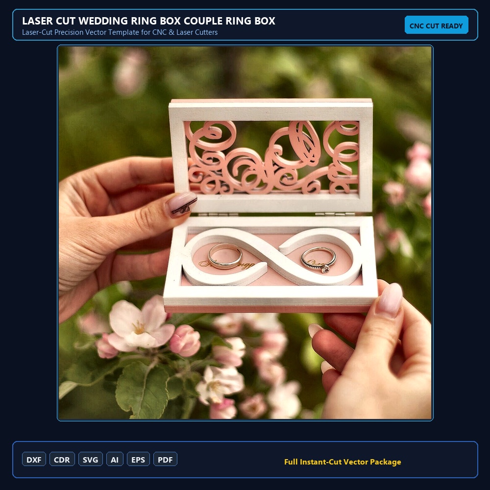 Laser Cut Wedding Ring Box Couple Ring Box