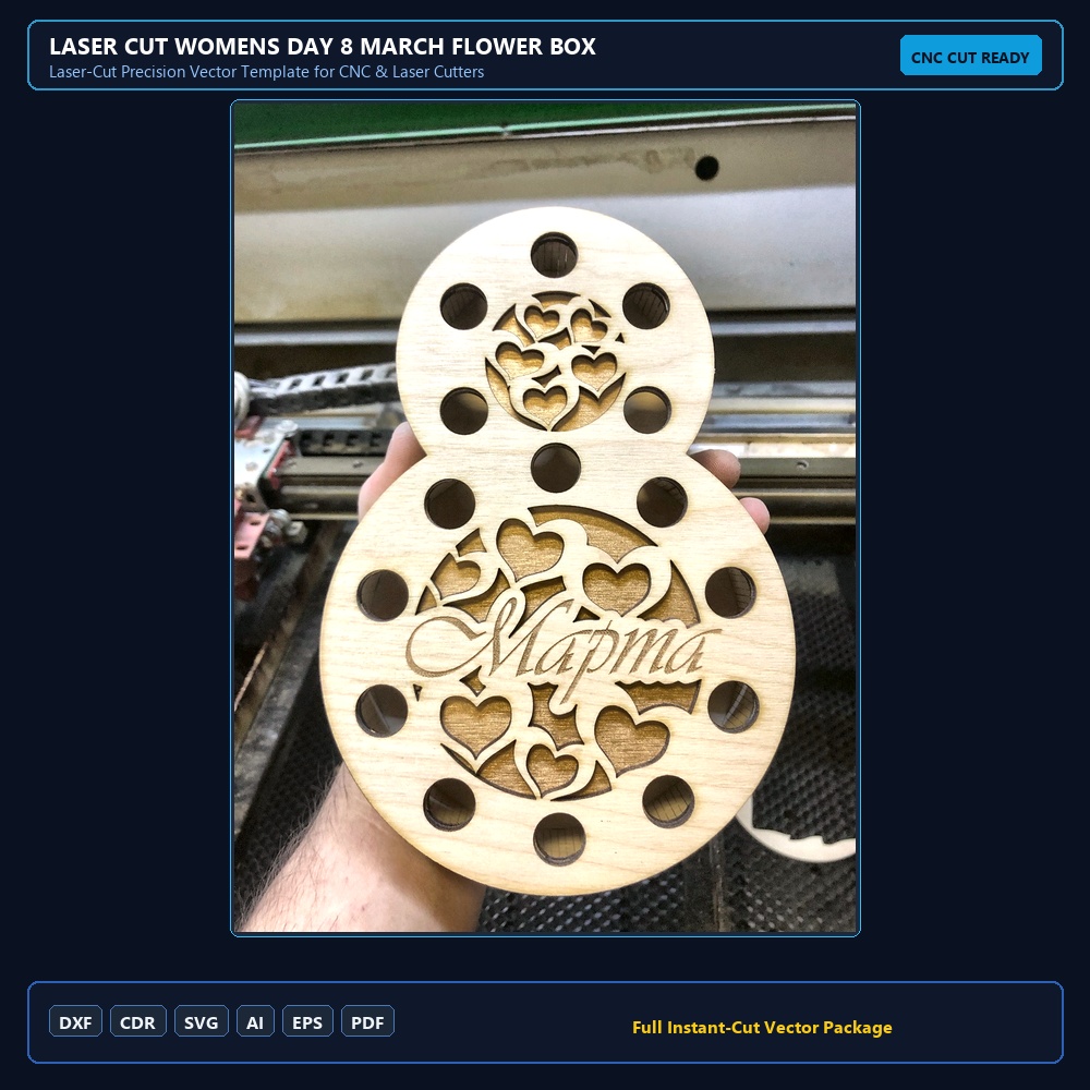 Laser Cut Womens Day 8 March Flower Box