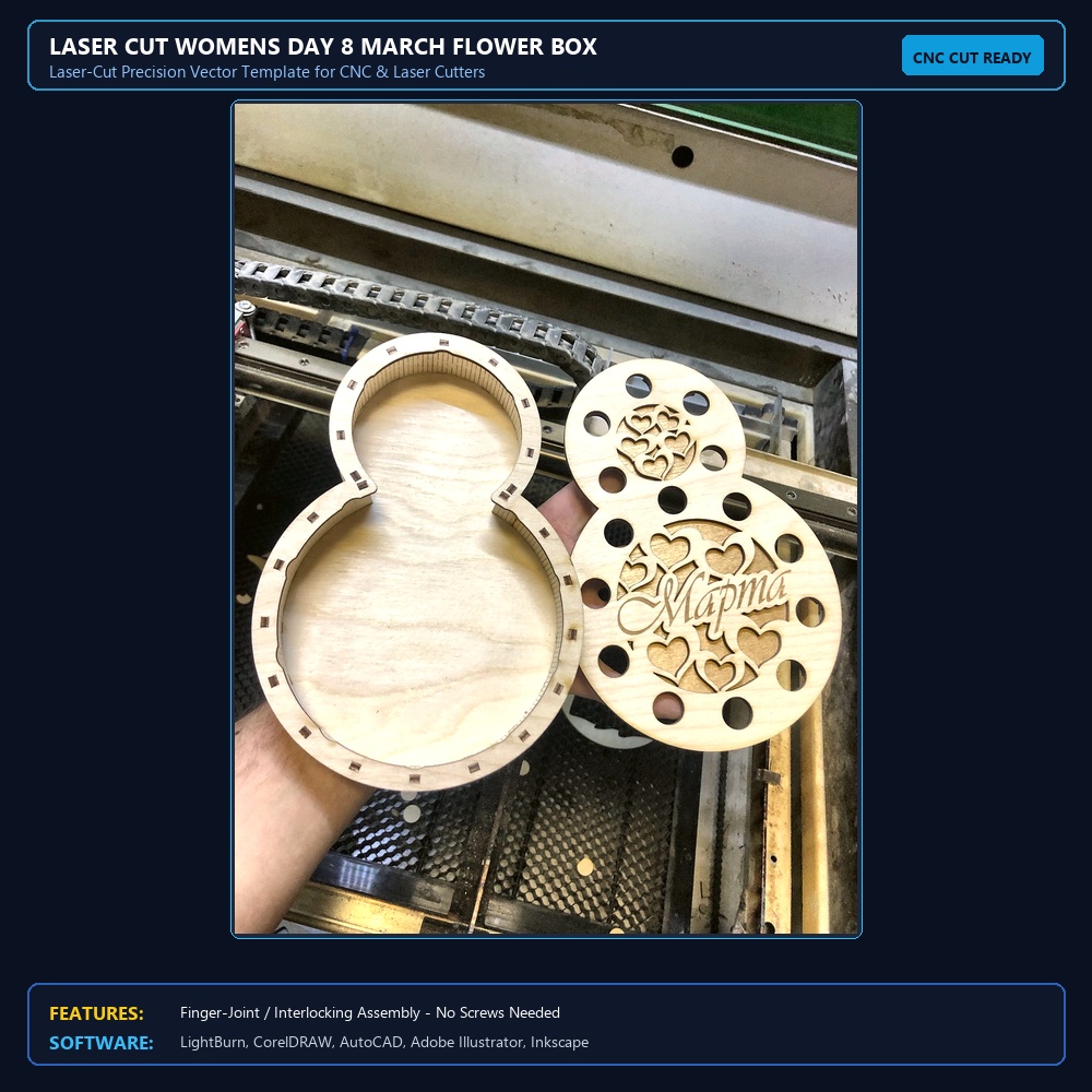 Laser Cut Womens Day 8 March Flower Box View 3