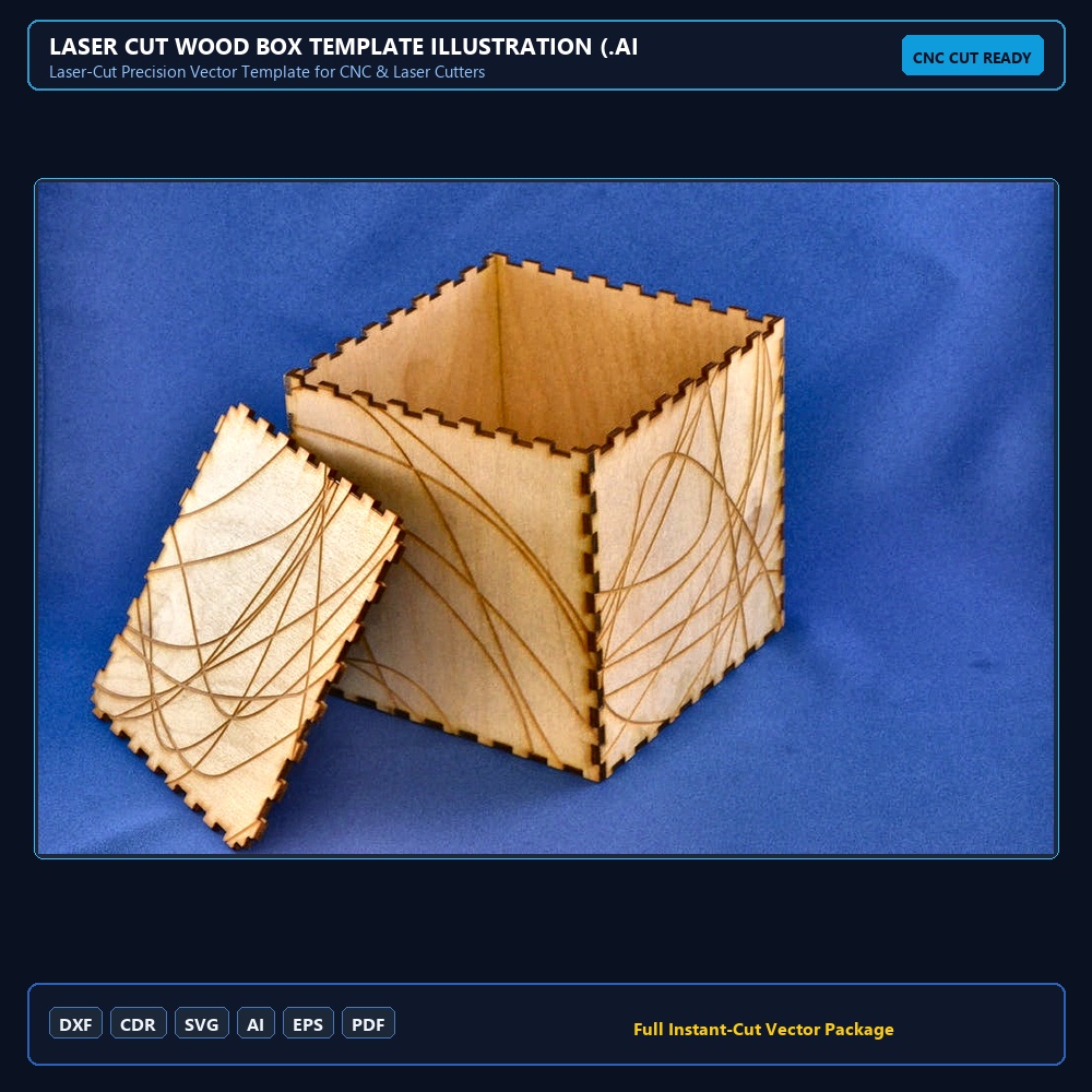 Laser Cut Wood Box Template Illustration (.ai) vector file free download