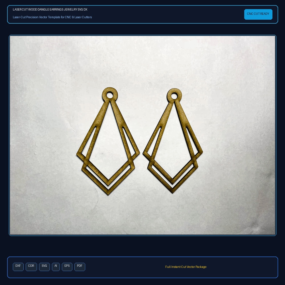 Laser Cut Wood Dangle Earrings Jewelry