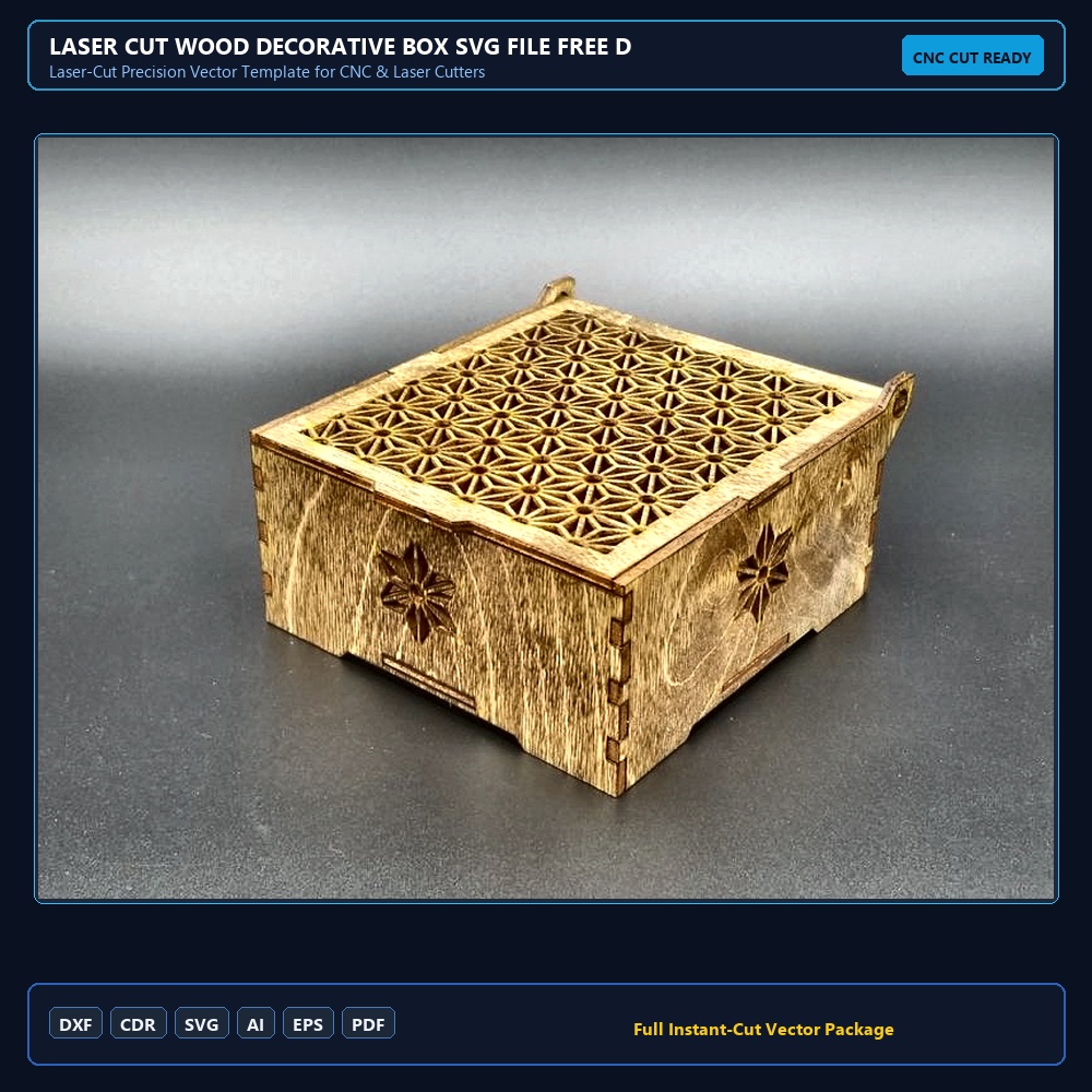 Laser Cut Wood Decorative Box SVG File Free Download
