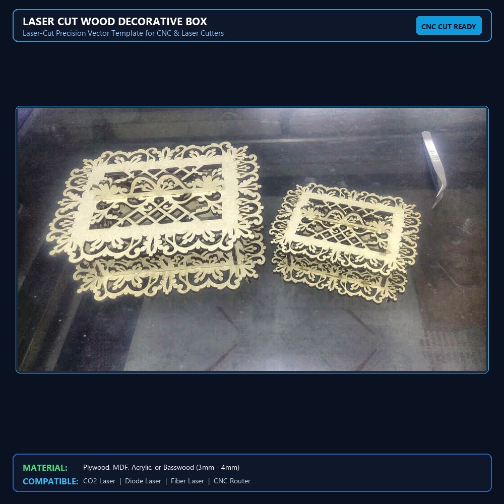 Laser Cut Wood Decorative Box View 2