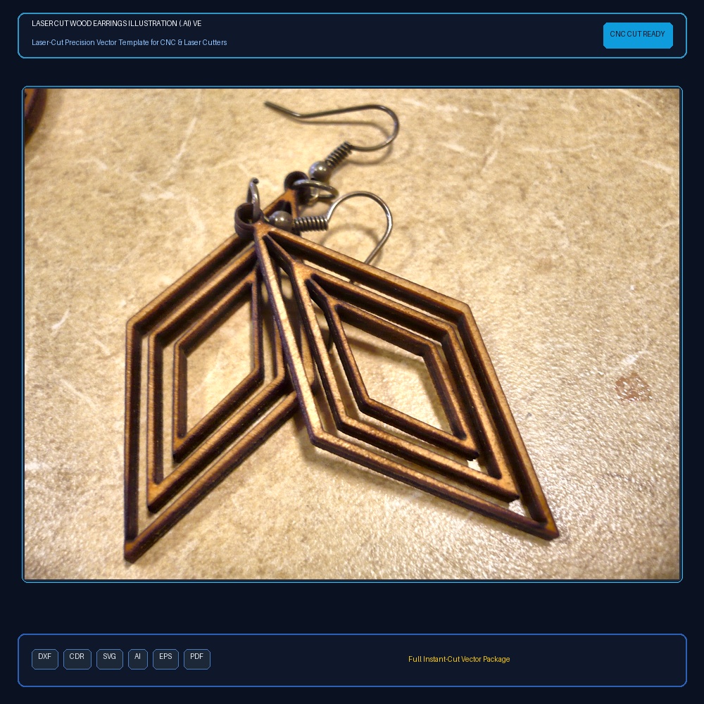 Laser Cut Wood Earrings Illustration (.ai) vector file free download