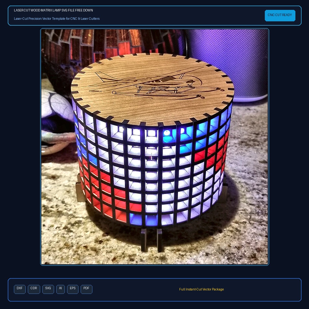 Laser Cut Wood Matrix Lamp