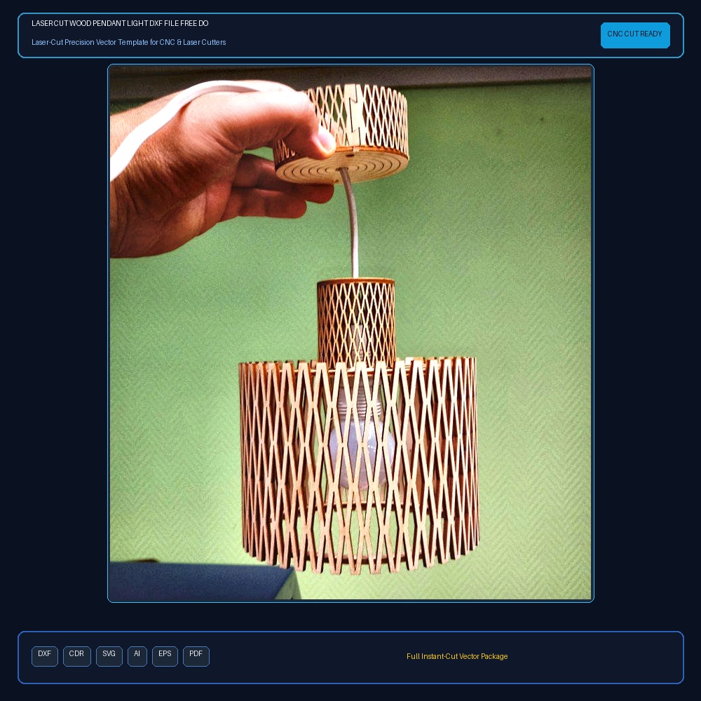 Laser Cut Wood Pendant Light DXF File Free Download
