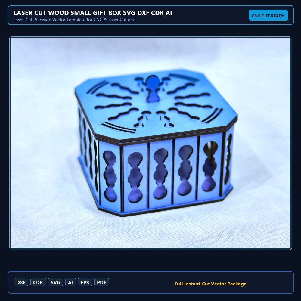 Laser Cut Wood Small Gift Box SVG DXF CDR AI PDF Free Download
