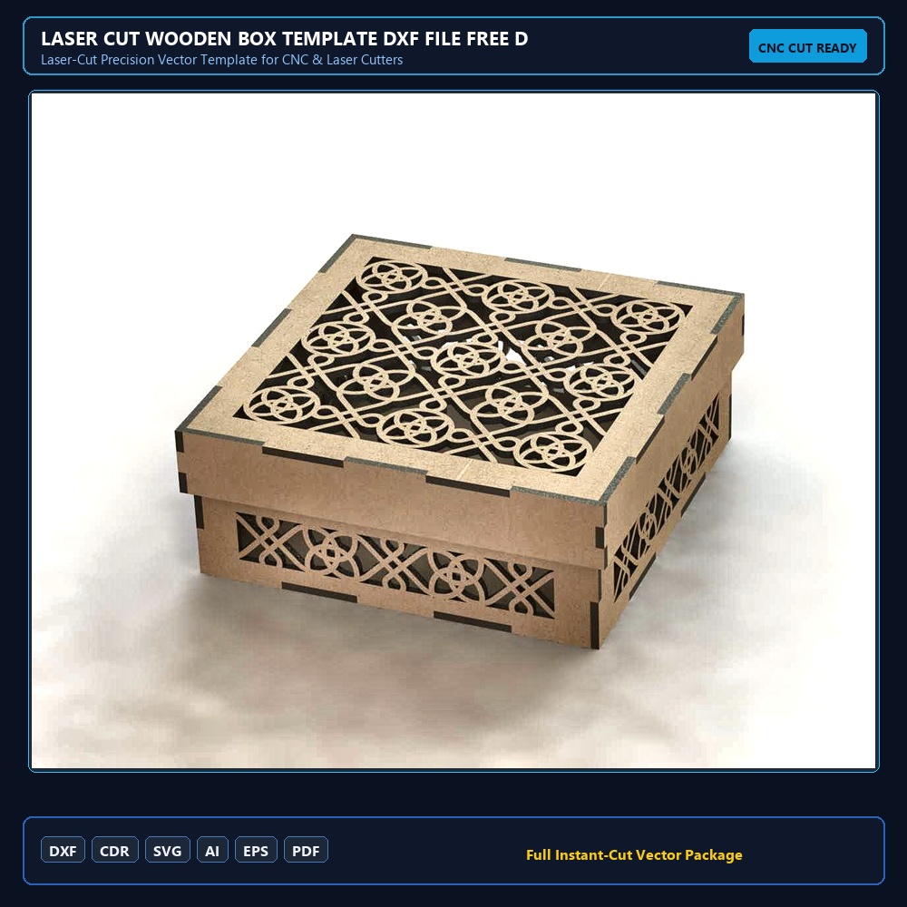 Laser Cut Wooden Box Template DXF File Free Download
