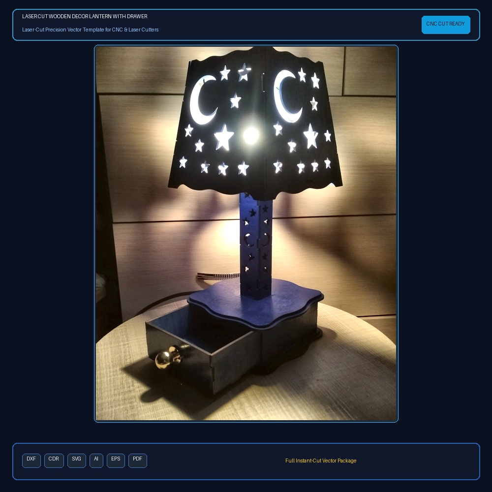 Laser Cut Wooden Decor Lantern With Drawer