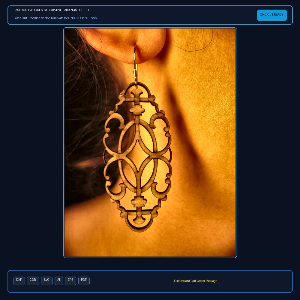 Laser Cut Wooden Decorative Earrings PDF File Free Download