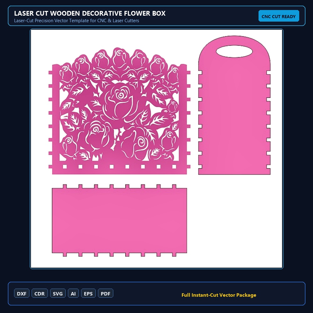 Laser Cut Wooden Decorative Flower Box