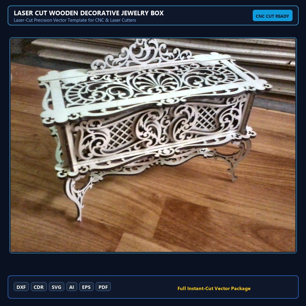 Laser Cut Wooden Decorative Jewelry Box