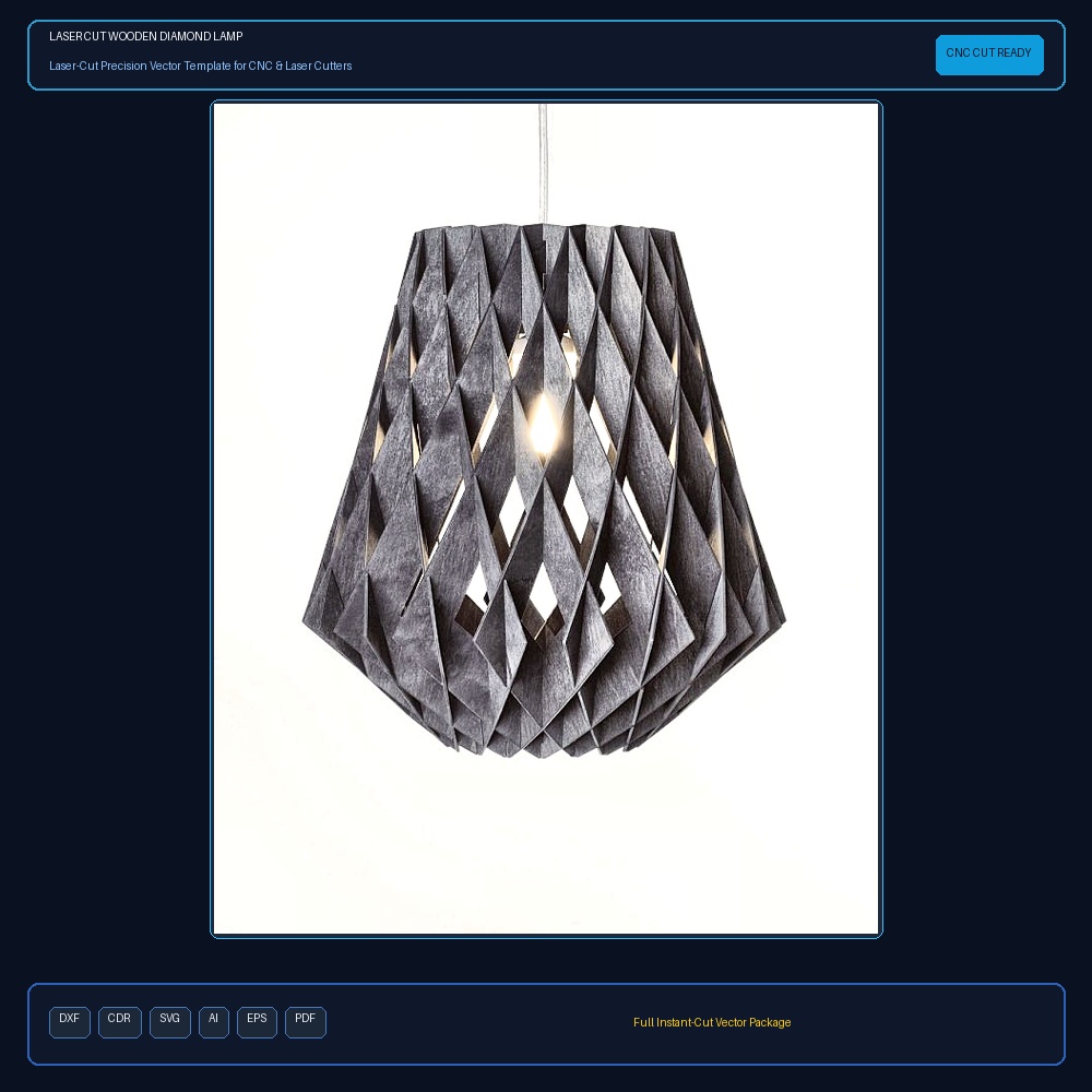 Laser Cut Wooden Diamond Lamp