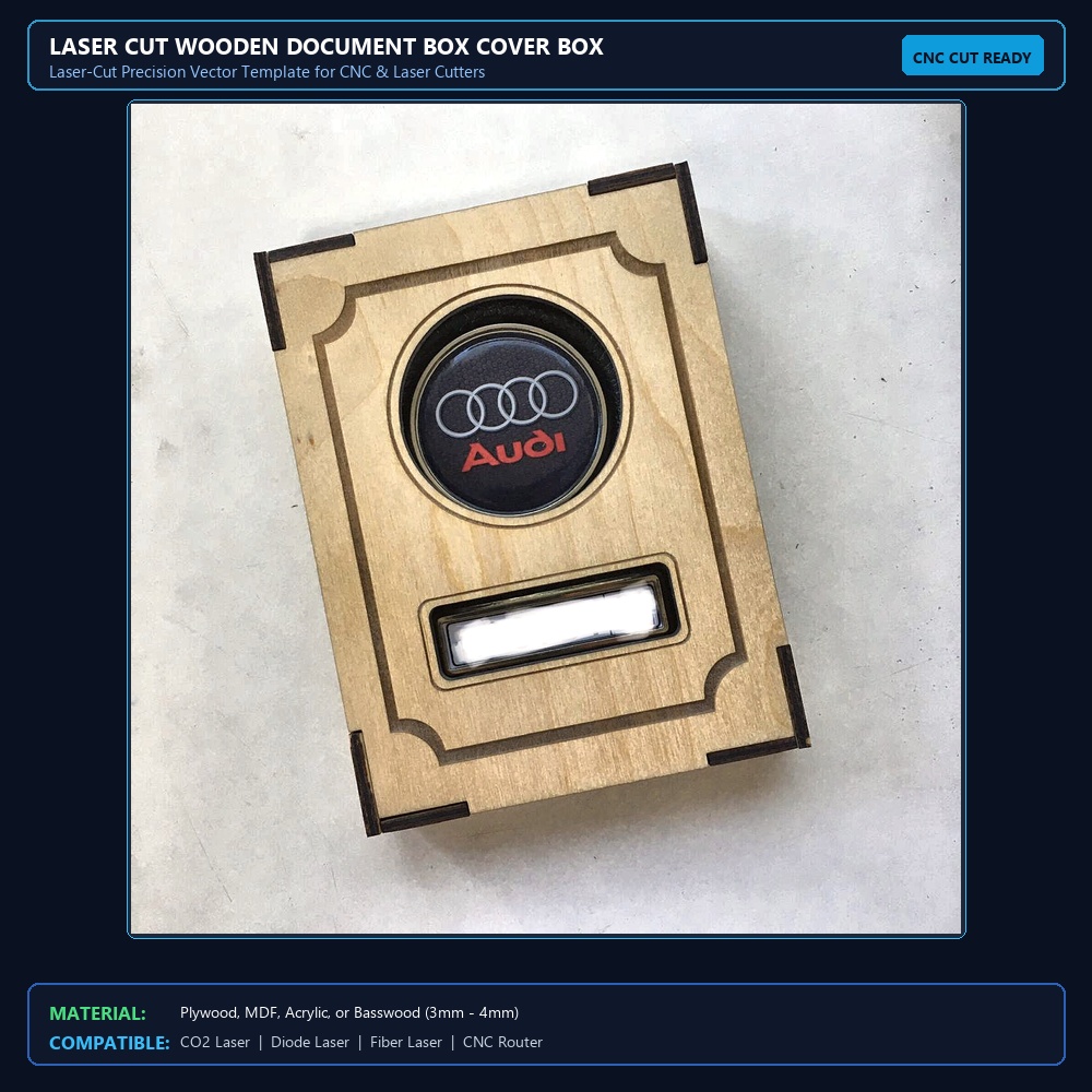 Laser Cut Wooden Document Box Cover Box View 2