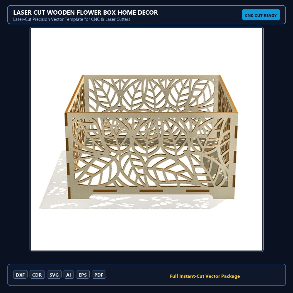 Laser Cut Wooden Flower Box Home Decor