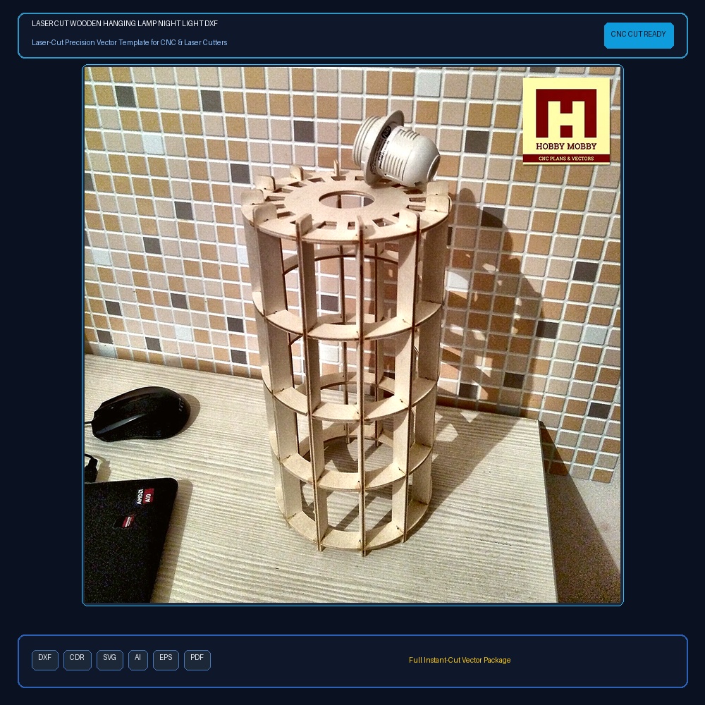 Laser Cut Wooden Hanging Lamp Night Light DXF File Free Download