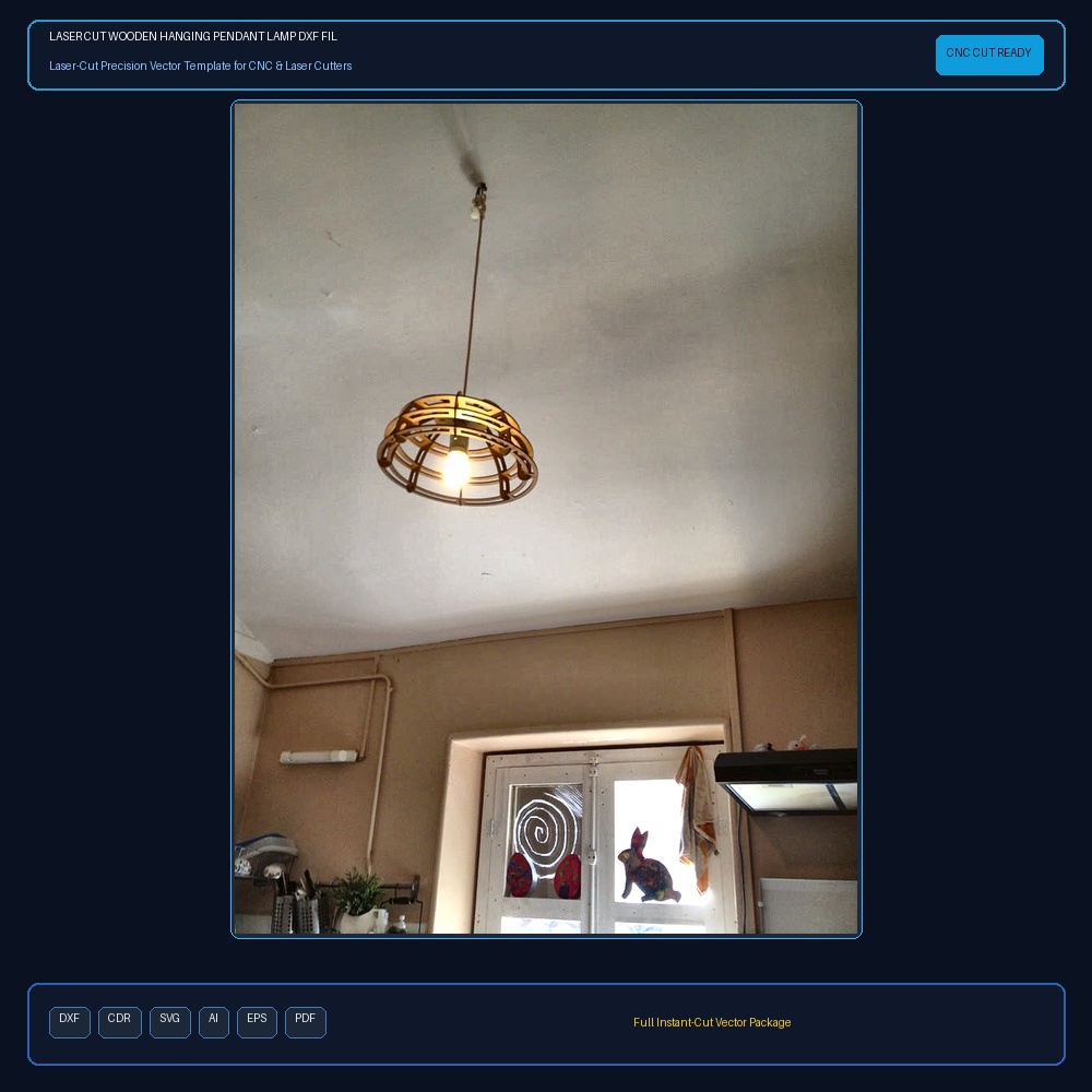 Laser Cut Wooden Hanging Pendant Lamp