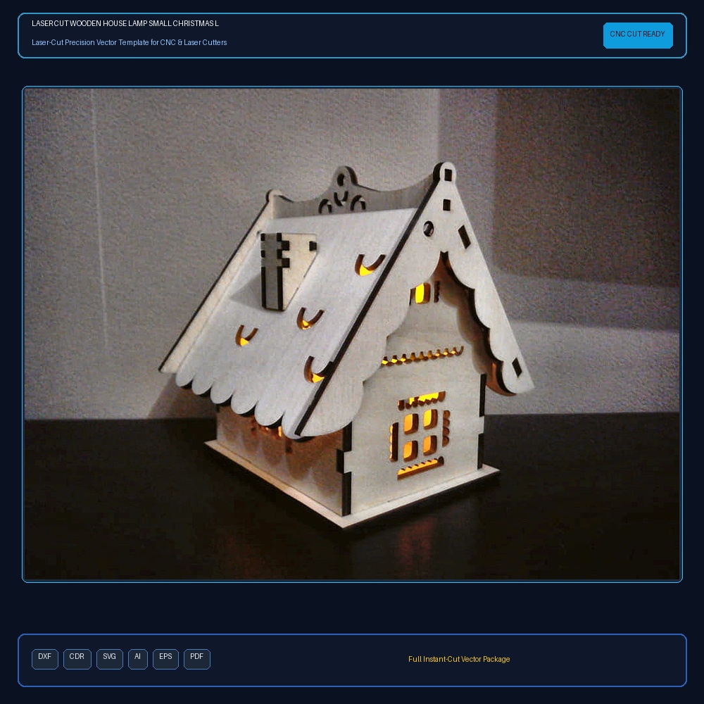 Laser Cut Wooden House Lamp Small Christmas Light Night Lamp