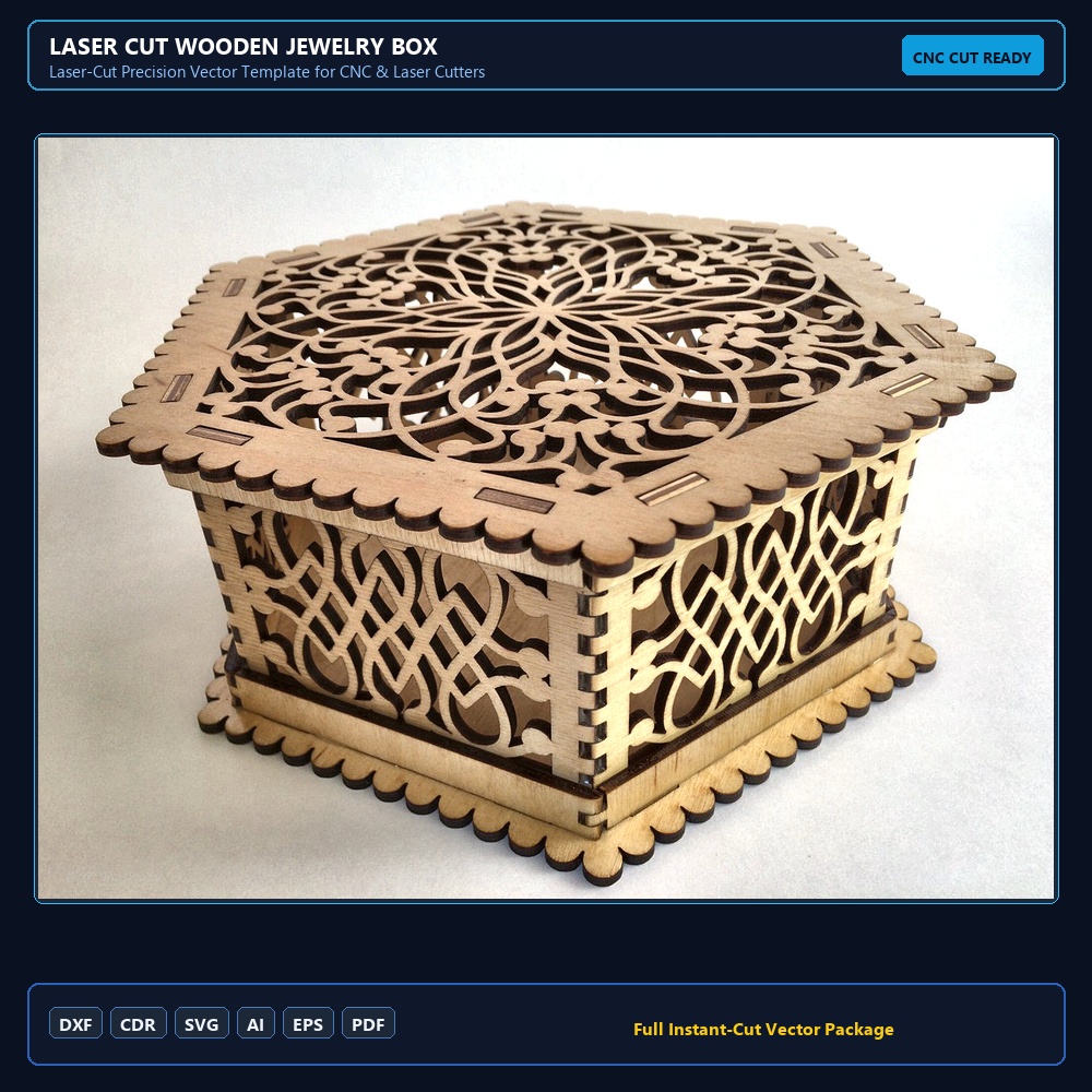 Laser Cut Wooden Jewelry Box