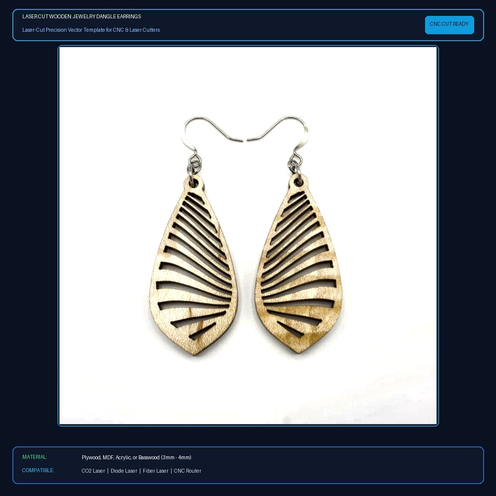 Laser Cut Wooden Jewelry Dangle Earrings View 2