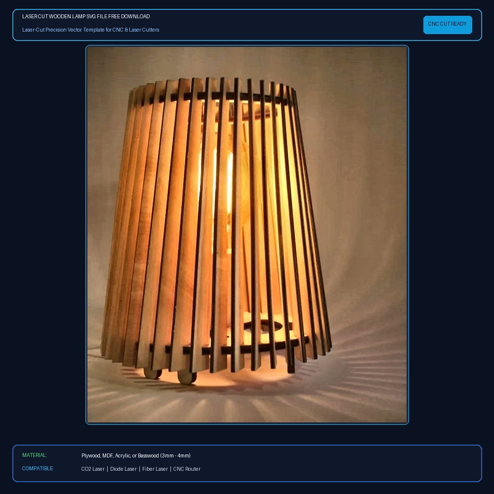 Laser Cut Wooden Lamp SVG File Free Download View 2
