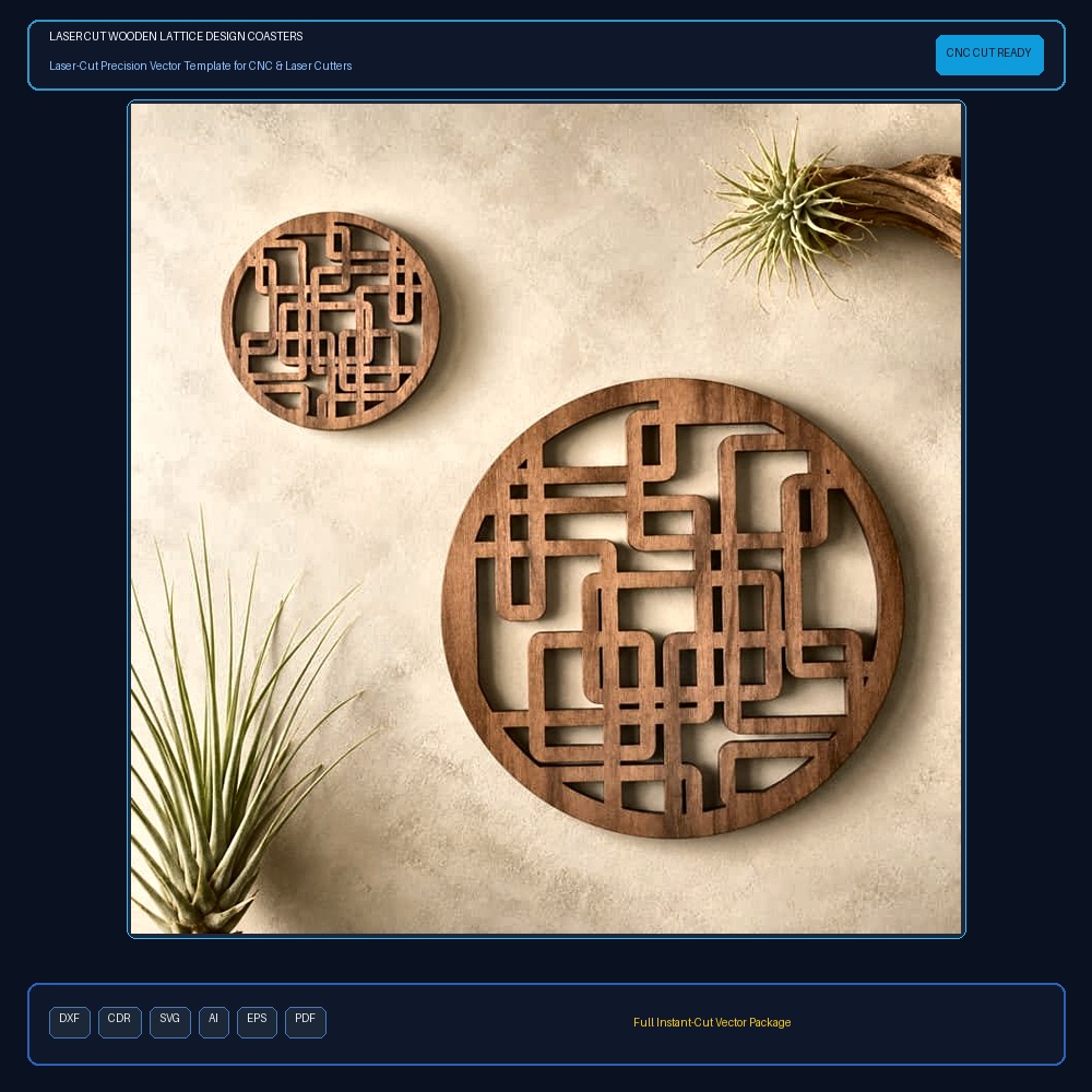 Laser Cut Wooden Lattice Design Coasters