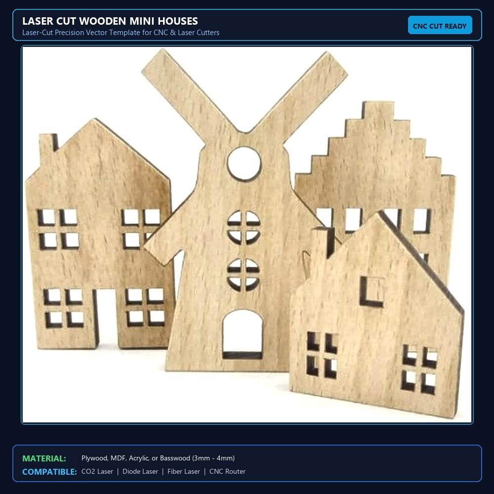 Laser Cut Wooden Mini Houses View 2