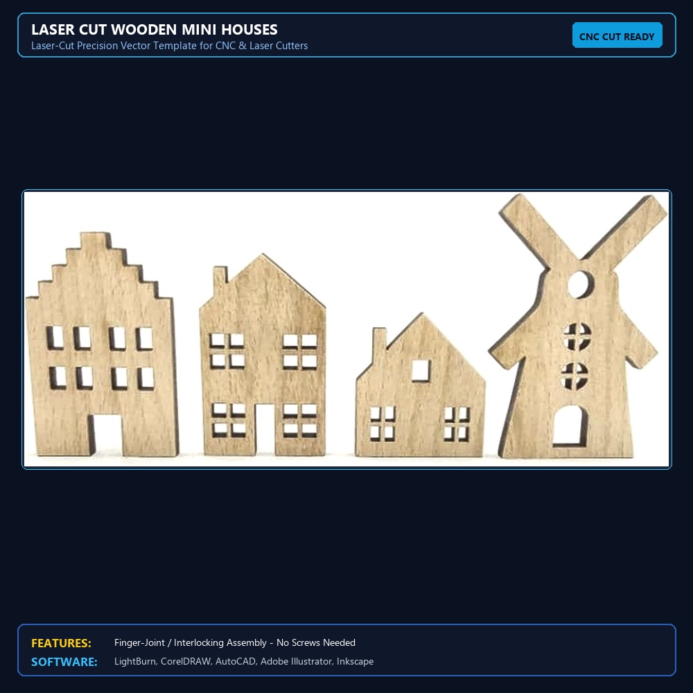 Laser Cut Wooden Mini Houses View 4