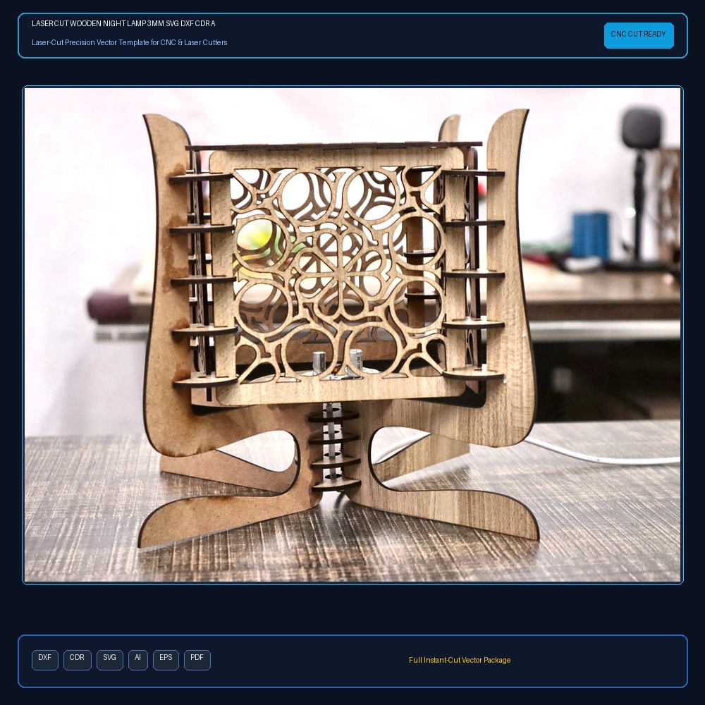 Laser Cut Wooden Night Lamp 3mm