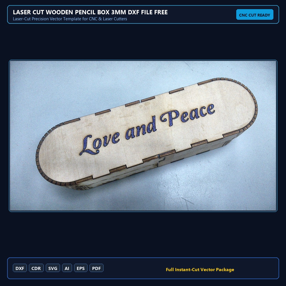 Laser Cut Wooden Pencil Box 3mm DXF File Free Download
