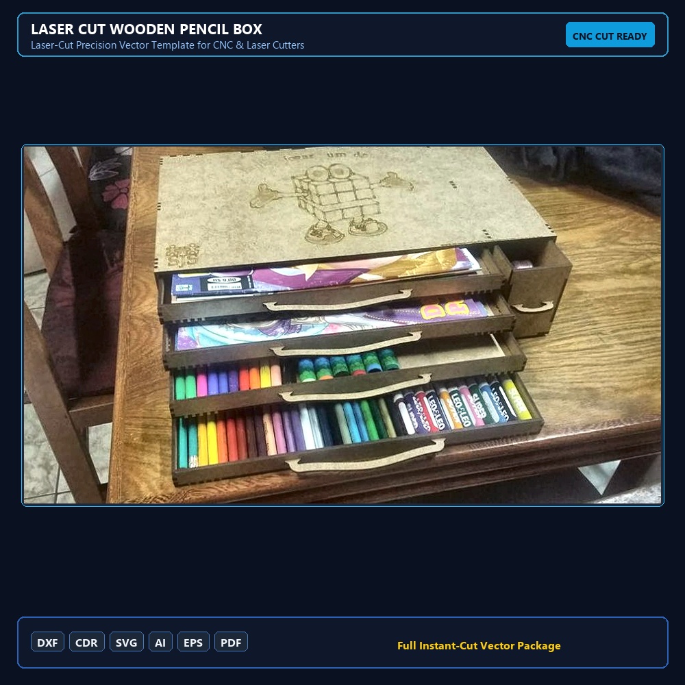 Laser Cut Wooden Pencil Box