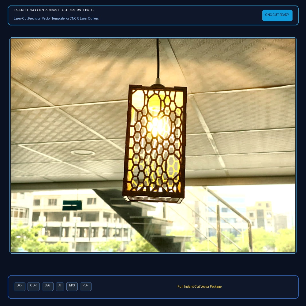 Laser Cut Wooden Pendant Light Abstract Pattern SVG DXF CDR AI PDF Free Download
