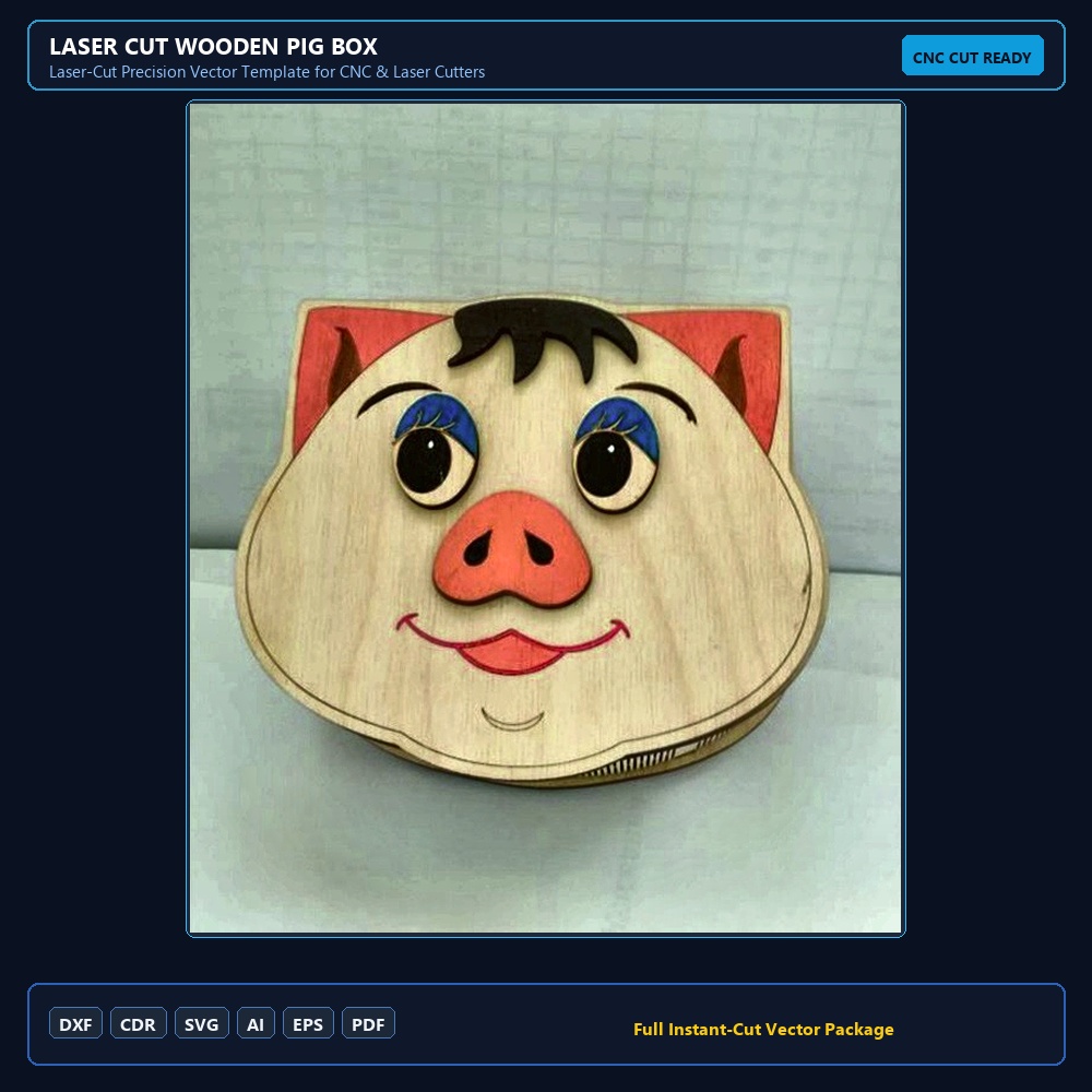 Laser Cut Wooden Pig Box