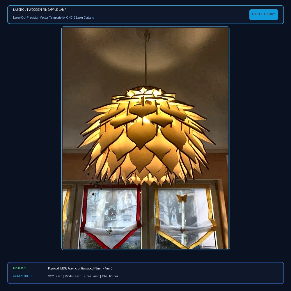 Laser Cut Wooden Pineapple Lamp View 2