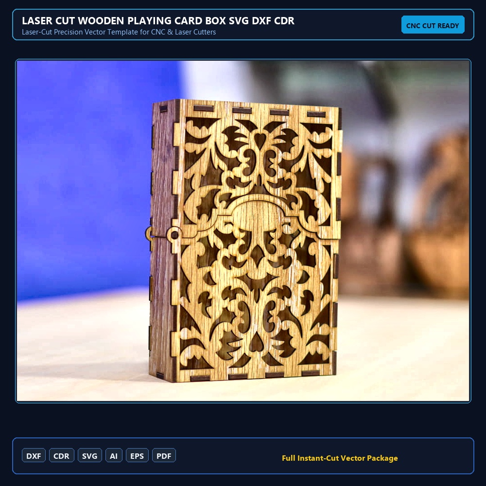 Laser Cut Wooden Playing Card Box SVG DXF CDR AI PDF Free Download