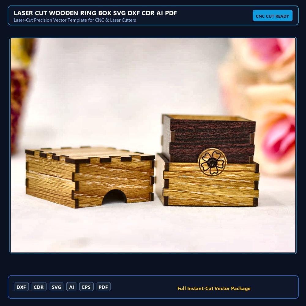 Laser Cut Wooden Ring Box