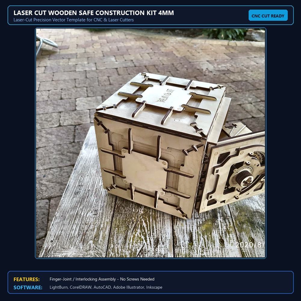 Laser Cut Wooden Safe Construction Kit 4mm View 3