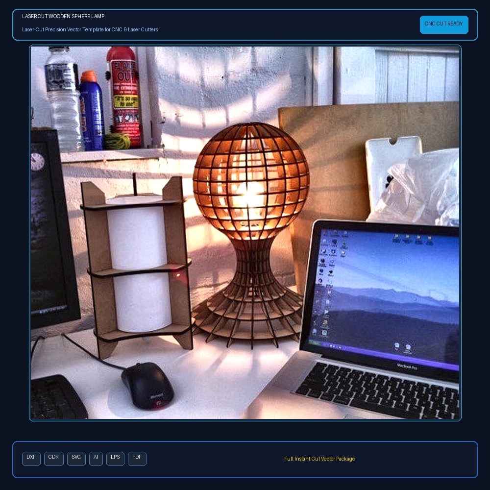Laser Cut Wooden Sphere Lamp