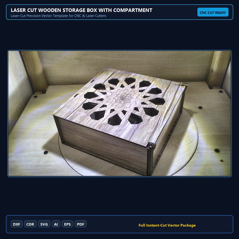 Laser Cut Wooden Storage Box With Compartments