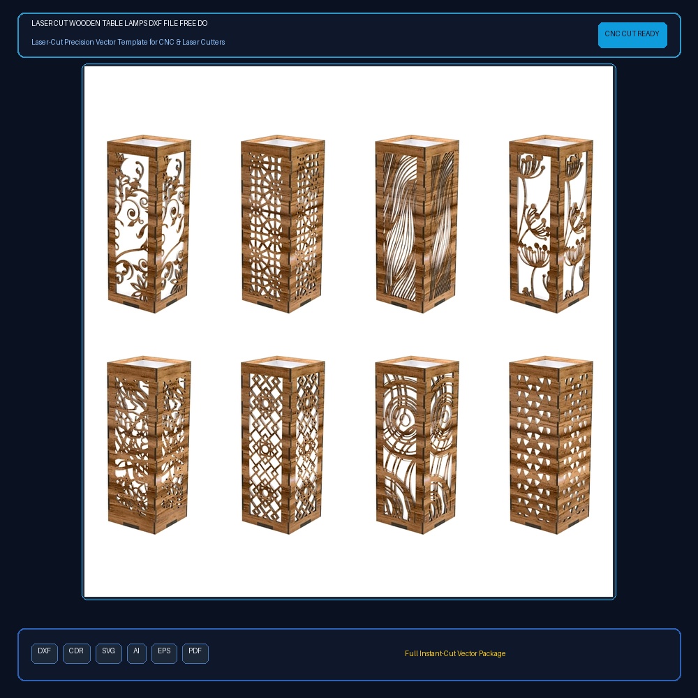 Laser Cut Wooden Table Lamps DXF File Free Download