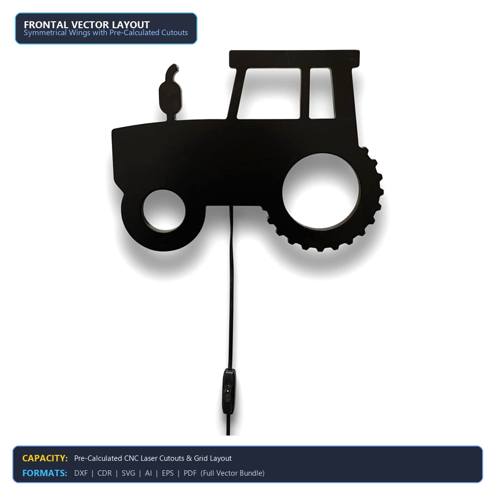 Laser Cut Wooden Tractor Wall Lamp Kids Room Decor View 3